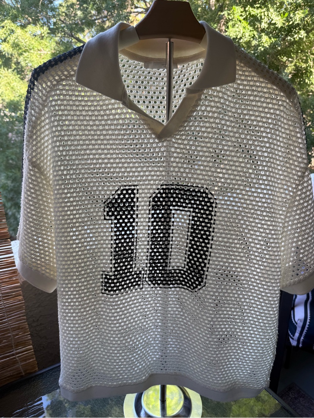 Zara White Mesh Polo Jersey with Black Number 10